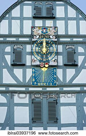 "Musical clock with sundial, Old Town Hall, Butzbach, Hesse, Germany, Europe" View Large Photo Image Stock Photograph - "Musical clock with sundial, Old Town Hall, Butzbach, Hesse, Germany, Europe". Fotosearch