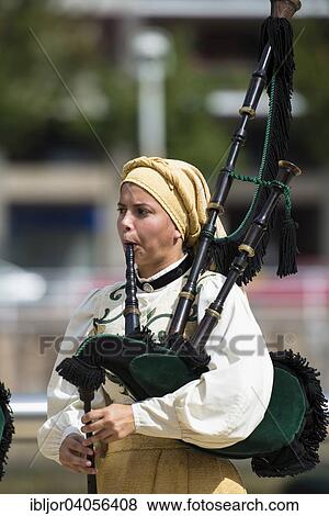"Musician in traditional costume playing the bagpipes, Bilbao, Vizcaya province, Pais Vasco, Basque Country, Spain, Europe" View Large Photo Image Stock Photo - "Musician in traditional costume playing the bagpipes, Bilbao, Vizcaya province, Pais Vasco, Basque Country, Spain, Europe". Fotosearch