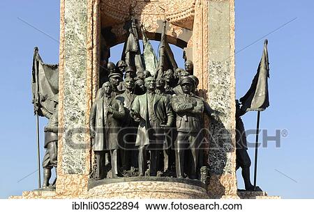 "Mustafa Kemal Atatuerk with comrades, Monument of the Republic by Pietro Canonica, Taksim Square or Taksim Meydani, Beyoglu, Istanbul, European side, Istanbul Province, Turkey, European side, Europe" View Large Photo Image Picture - "Mustafa Kemal Atatuerk with comrades, Monument of the Republic by Pietro Canonica, Taksim Square or Taksim Meydani, Beyoglu, Istanbul, European side, Istanbul Province, Turkey, European side, Europe". Fotosearch