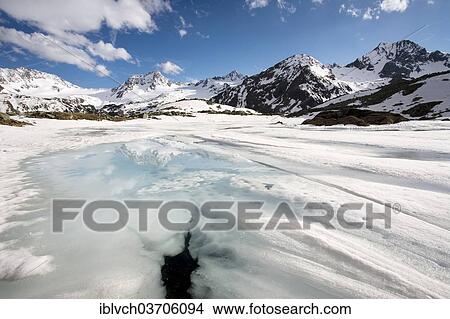 Picture - "Mutterberger See mountain lake, Stubai Valley, Stubai Alps, Tyrol, Austria, Europe". Fotosearch