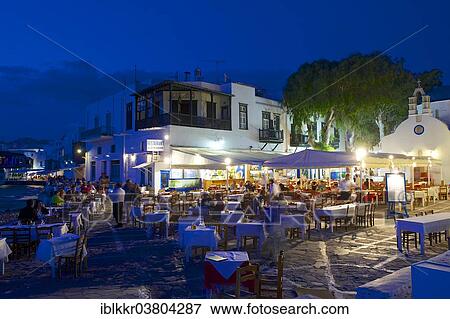"Mykonos Town in the evening, Mykonos, Cyclades, Greece, Europe" View Large Photo Image Stock Photo - "Mykonos Town in the evening, Mykonos, Cyclades, Greece, Europe". Fotosearch