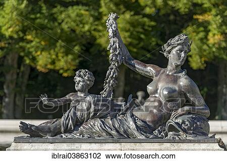 "Mythological fountain statue at the fountain pool in the water parterre, Herrenchiemsee Palace, Herrenchiemsee, Chiemsee, Chiemgau, Upper Bavaria, Bavaria, Germany, Europe" View Large Photo Image Stock Image - "Mythological fountain statue at the fountain pool in the water parterre, Herrenchiemsee Palace, Herrenchiemsee, Chiemsee, Chiemgau, Upper Bavaria, Bavaria, Germany, Europe". Fotosearch