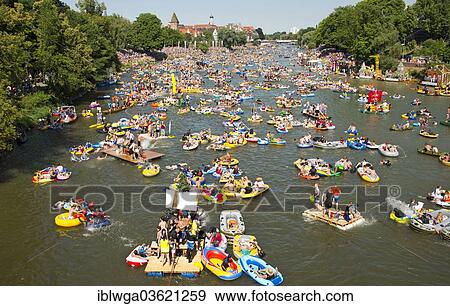"Nabada"""", a traditional water parade on the Danube River on Swear Monday, Ulm, Baden-Wurttemberg, Germany, Europe" View Large Photo Image Stock Photo - "Nabada"""", a traditional water parade on the Danube River on Swear Monday, Ulm, Baden-Wurttemberg, Germany, Europe". Fotosearch