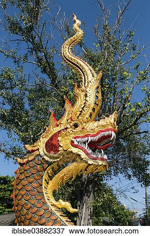 Stock Photo - "Naga at the entrance of Wat Sriboonruang, Sri Boon Ruang Temple, Chiang Rai, Northern Thailand, Thailand, Asia". Fotosearch