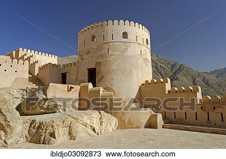 Stock Image - "Nakhal Fort or Nakhl Fort, Nakhal, Al Batinah, Oman, Asia". Fotosearch