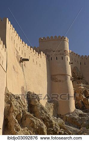 Stock Photograph - "Nakhal Fort or Nakhl Fort, Nakhal, Al Batinah, Oman, Asia". Fotosearch