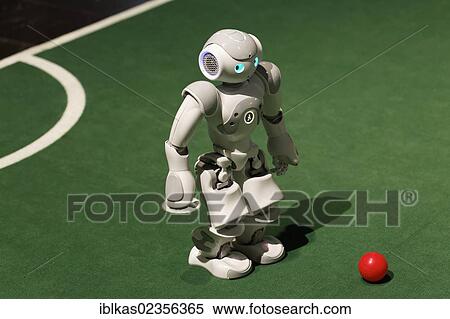 Stock Photography - "NAO playing football, a humanoid robot from Aldebaran Robotics, IdeenPark 2012, technology and education summit conference for young people, Essen, Ruhr area, North Rhine-Westphalia, Germany, Europe". Fotosearch