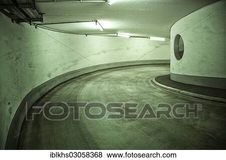 Stock Photo - "Narrow and dirty access to a multi-storey car park, Hamburg, Hamburg, Germany, Europe". Fotosearch
