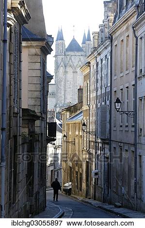 Stock Photo - "Narrow street, Poitiers, Vienne, Poitou-Charentes, France, Europe". Fotosearch