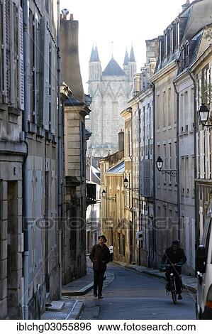 Stock Photograph - "Narrow street, Poitiers, Vienne, Poitou-Charentes, France, Europe". Fotosearch