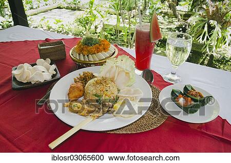 Stock Image - "Nasi Goreng, Indonesian fried rice, Ubud, Bali, Indonesia, Asia". Fotosearch