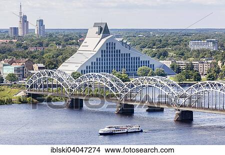 "National Library of Latvia and the Railway Bridge, Dzelzceļa tilts, over the Daugava river or Western Dvina, Riga, Latvia, Europe" View Large Photo Image Picture - "National Library of Latvia and the Railway Bridge, Dzelzceļa tilts, over the Daugava river or Western Dvina, Riga, Latvia, Europe". Fotosearch