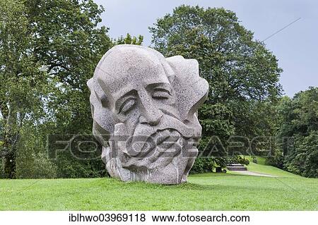 Stock Photo - "Natural stone sculpture """"Father of the Songs"""" on Dainas Hill, by sculptor Indulis Ranka, Folk Song Park, since 1996 in the World Register of Sculpture Gardens, Sigulda or Segewold, Turaida, Krimulda District, Latvia, Europe". Fotosearch