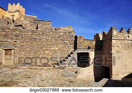 Stock Photo - "Natural stone walls, houses, Tizourgane, Souss-Massa-Draa, Antiatlas, Morocco, Africa". Fotosearch
