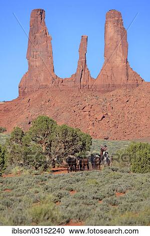 "Navajo cowboy with Mustangs, Three Sisters rock formation, Utah, United States, North America" View Large Photo Image Stock Image - "Navajo cowboy with Mustangs, Three Sisters rock formation, Utah, United States, North America". Fotosearch