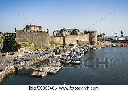 Stock Photography - "Naval port and fortress, Brest Musee-Chateau National de La Marine, Brest, Brittany, France, Europe". Fotosearch