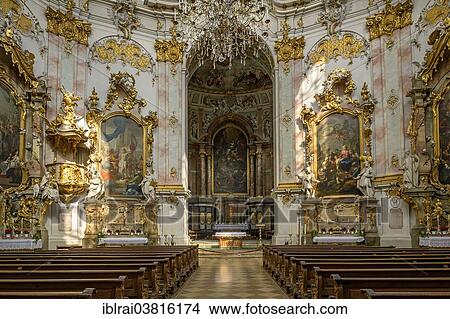 "Nave and choir, baroque Church of the Assumption of St. Mary, Ettal Abbey, Ettal, Upper Bavaria, Bavaria, Germany, Europe" View Large Photo Image Picture - "Nave and choir, baroque Church of the Assumption of St. Mary, Ettal Abbey, Ettal, Upper Bavaria, Bavaria, Germany, Europe". Fotosearch