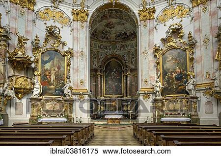 "Nave and choir, baroque Church of the Assumption of St. Mary, Ettal Abbey, Ettal, Upper Bavaria, Bavaria, Germany, Europe" View Large Photo Image Stock Photography - "Nave and choir, baroque Church of the Assumption of St. Mary, Ettal Abbey, Ettal, Upper Bavaria, Bavaria, Germany, Europe". Fotosearch