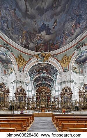 Stock Photo - "Nave, interior of the baroque Catholic Cathedral of St. Gallen, St. Gallen, Canton of St. Gallen, Switzerland, Europe". Fotosearch