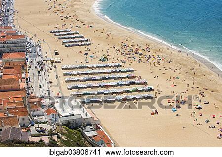 Stock Image - "Nazare beach, Estremadura and Ribatejo, Portugal, Europe". Fotosearch