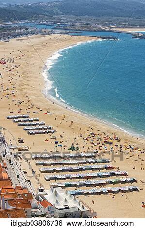 Stock Photograph - "Nazare beach, Estremadura and Ribatejo, Portugal, Europe". Fotosearch