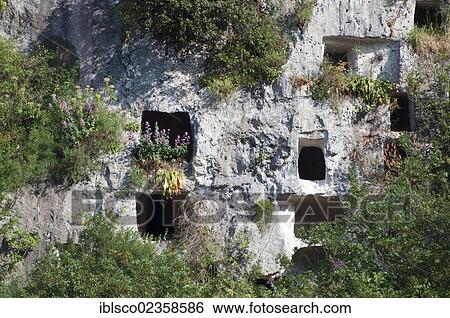Stock Photograph - "Necropolis of Pantalica, Anapo valley, Sicily, Italy, Europe". Fotosearch
