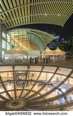 Stock Image - "Ned Khan's Rain Oculus at the Marina Bay Sands shopping mall, Singapore, Asia". Fotosearch