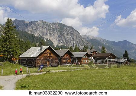Stock Image - "Nenzinger Himmel alpine village, Gamperdonatal, Nenzing parish, Ratikon, Vorarlberg, Austria, Europe". Fotosearch