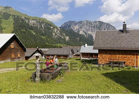 Stock Photo - "Nenzinger Himmel alpine village, Gamperdonatal, Nenzing parish, Ratikon, Vorarlberg, Austria, Europe". Fotosearch