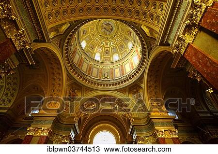 Stock Image - "Neo Classical interior of St Stephen's Basilica or Szent Istvan Bazilika, Budapest, Hungary, Europe". Fotosearch
