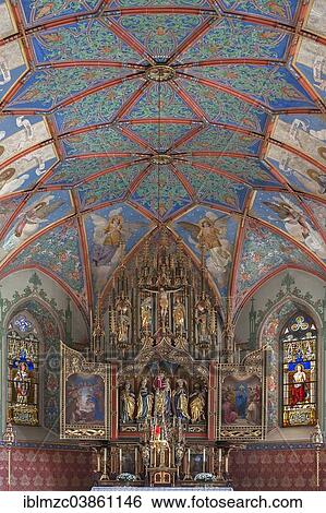 Stock Photograph - "Neo-gothic altar area, Church of St. Pelagius, Weitnau, Allgau, Bavaria, Germany, Europe". Fotosearch