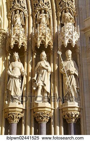 "Neo-Gothic facade statues of the Cathedral of the Assumption of the Blessed Virgin Mary, Zagreb, Croatia, Europe" View Large Photo Image Stock Photography - "Neo-Gothic facade statues of the Cathedral of the Assumption of the Blessed Virgin Mary, Zagreb, Croatia, Europe". Fotosearch