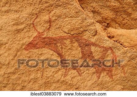 "Neolithic rock art, rock painting of a cow or bull, Bovidian period, Tassili n'Ajjer National Park, Unesco World Heritage Site, Algeria, Africa" View Large Photo Image Stock Photo - "Neolithic rock art, rock painting of a cow or bull, Bovidian period, Tassili n'Ajjer National Park, Unesco World Heritage Site, Algeria, Africa". Fotosearch