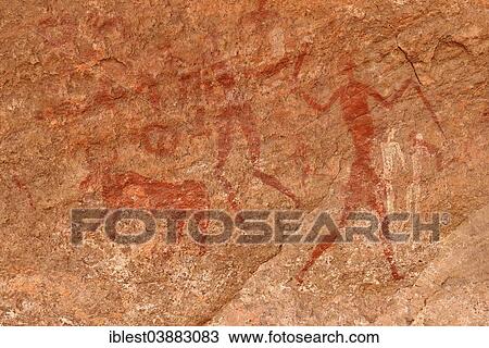 "Neolithic rock art, rock painting of cows, bulls and warriors, Bovidian period, Tadrart, Tassili n'Ajjer National Park, Unesco World Heritage Site, Algeria, Africa" View Large Photo Image Stock Image - "Neolithic rock art, rock painting of cows, bulls and warriors, Bovidian period, Tadrart, Tassili n'Ajjer National Park, Unesco World Heritage Site, Algeria, Africa". Fotosearch