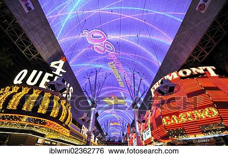 Stock Photograph - "Neon dome of the Fremont Street Experience in old Las Vegas, Casino Hotel 4 Queens, Fremont Casino, Downtown Las Vegas, Nevada, United States of America, USA, PublicGround". Fotosearch