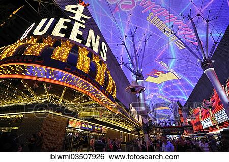 "Neon dome of the Fremont Street Experience in old Las Vegas, Casino Hotel 4 Queens, Fremont Casino, downtown, Las Vegas, Nevada, United States, North America" View Large Photo Image Stock Photograph - "Neon dome of the Fremont Street Experience in old Las Vegas, Casino Hotel 4 Queens, Fremont Casino, downtown, Las Vegas, Nevada, United States, North America". Fotosearch