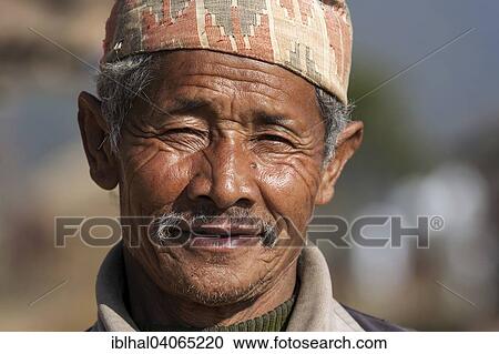 Stock Image - "Nepalese man, portrait, near Panauti, Nepal, Asia". Fotosearch