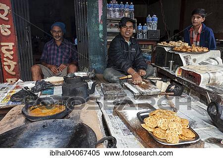 Stock Photography - "Nepalese roadside restaurant, Nepalese dishes being prepared, Mugling, Nepal, Asia". Fotosearch