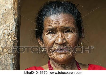 Stock Image - "Nepalese woman, Portrait, Bandipur, Nepal, Asia". Fotosearch