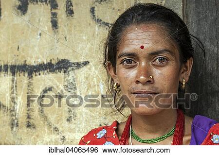 Stock Photograph - "Nepalese woman, portrait, Bandipur, Nepal, Asia". Fotosearch