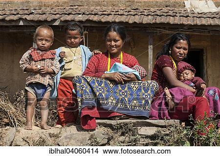 "Nepalese women and children, family and country, traditional clothing in Nargakot, Nepal, Asia" View Large Photo Image Picture - "Nepalese women and children, family and country, traditional clothing in Nargakot, Nepal, Asia". Fotosearch