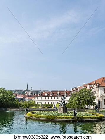 Stock Image - "Neptune fountain in the Wallenstein Garden, Wallenstein Palace, seat of the Senate of the Parliament of the Czech Republic, Prague, Czech Republic, Europe". Fotosearch