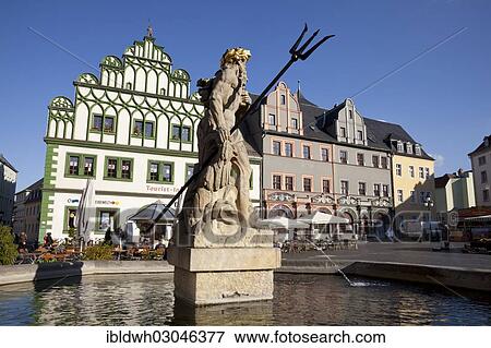 "Neptune Fountain on Marktplatz square, Thuringer Becken, Weimar, Thuringia, Germany, Europe" View Large Photo Image Stock Photo - "Neptune Fountain on Marktplatz square, Thuringer Becken, Weimar, Thuringia, Germany, Europe". Fotosearch