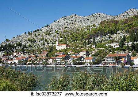 Stock Photo - "Neretva River at Komin, Dubrovnik-Neretva County, Croatia, Europe". Fotosearch