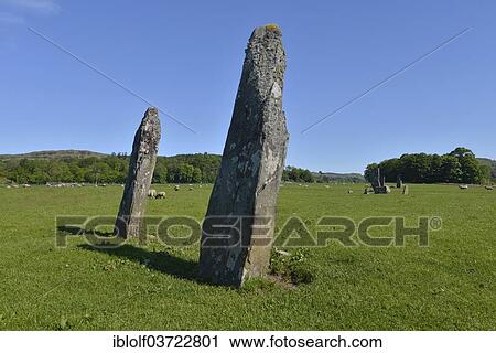 "Nether Largie Standing Stones, Neolithic standing stones, menhirs, which were used for lunar and solar calculations, Argyll, Kintyre, Kilmartin Glen, Scotland, United Kingdom, Europe" View Large Photo Image Stock Image - "Nether Largie Standing Stones, Neolithic standing stones, menhirs, which were used for lunar and solar calculations, Argyll, Kintyre, Kilmartin Glen, Scotland, United Kingdom, Europe". Fotosearch