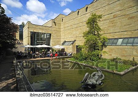 Stock Photo - "Neue Pinakothek art gallery with a fountain and restaurant, Munich, Upper Bavaria, Bavaria, Germany, Europe". Fotosearch
