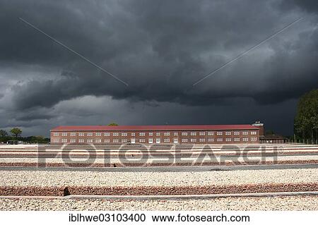 "Neuengamme Concentration Camp Memorial, SS main guard with guard tower, right, prisoner block 1-4, centre, detainee block foundations, emerging storm, Neuengamme, Hamburg, Hamburg, Germany, Europe" View Large Photo Image Stock Image - "Neuengamme Concentration Camp Memorial, SS main guard with guard tower, right, prisoner block 1-4, centre, detainee block foundations, emerging storm, Neuengamme, Hamburg, Hamburg, Germany, Europe". Fotosearch