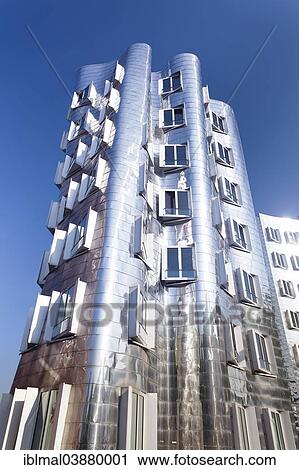 Stock Image - "Neuer Zollhof, Gehry Buildings, Media Harbour, Dusseldorf, North Rhine-Westphalia, Germany, Europe". Fotosearch
