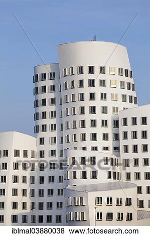 Stock Photo - "Neuer Zollhof, Gehry Buildings, Media Harbour, Dusseldorf, North Rhine-Westphalia, Germany, Europe". Fotosearch