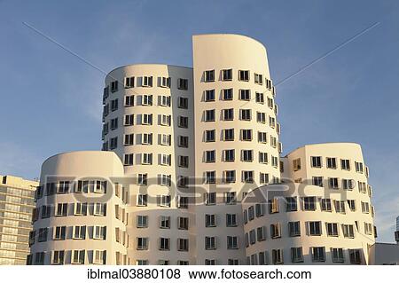 Stock Photo - "Neuer Zollhof, Gehry Buildings, Media Harbour, Dusseldorf, North Rhine-Westphalia, Germany, Europe". Fotosearch